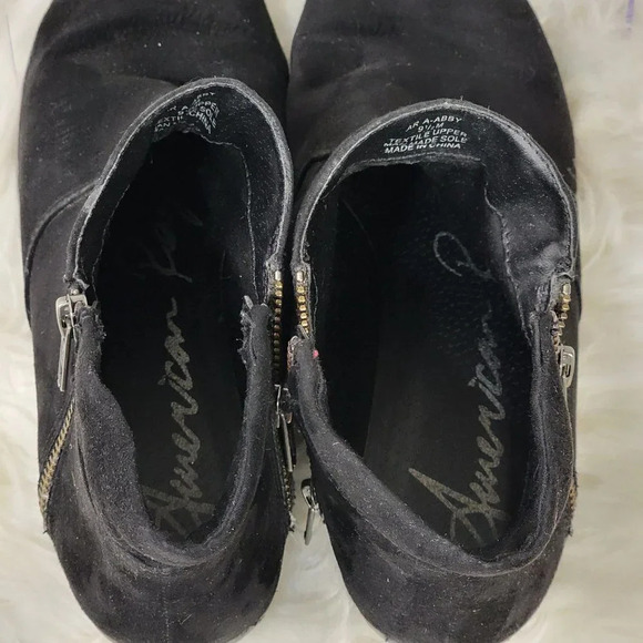 American Rag Abby Black Suede Ankle Bootie Round Toe Block Heel Double Zip 9.5 - Picture 13 of 14
